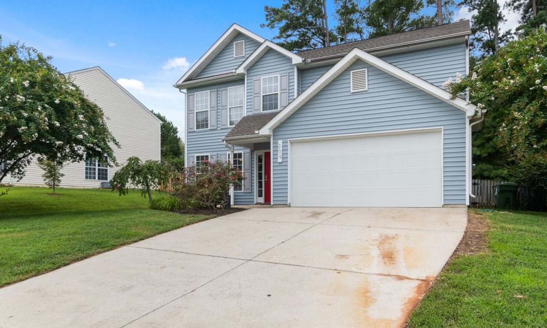 A freshly painted two-story home