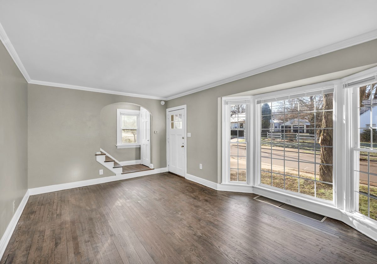 A freshly painted interior room